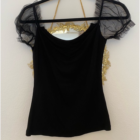 SHEIN Tops - Tulle Sleeve Top